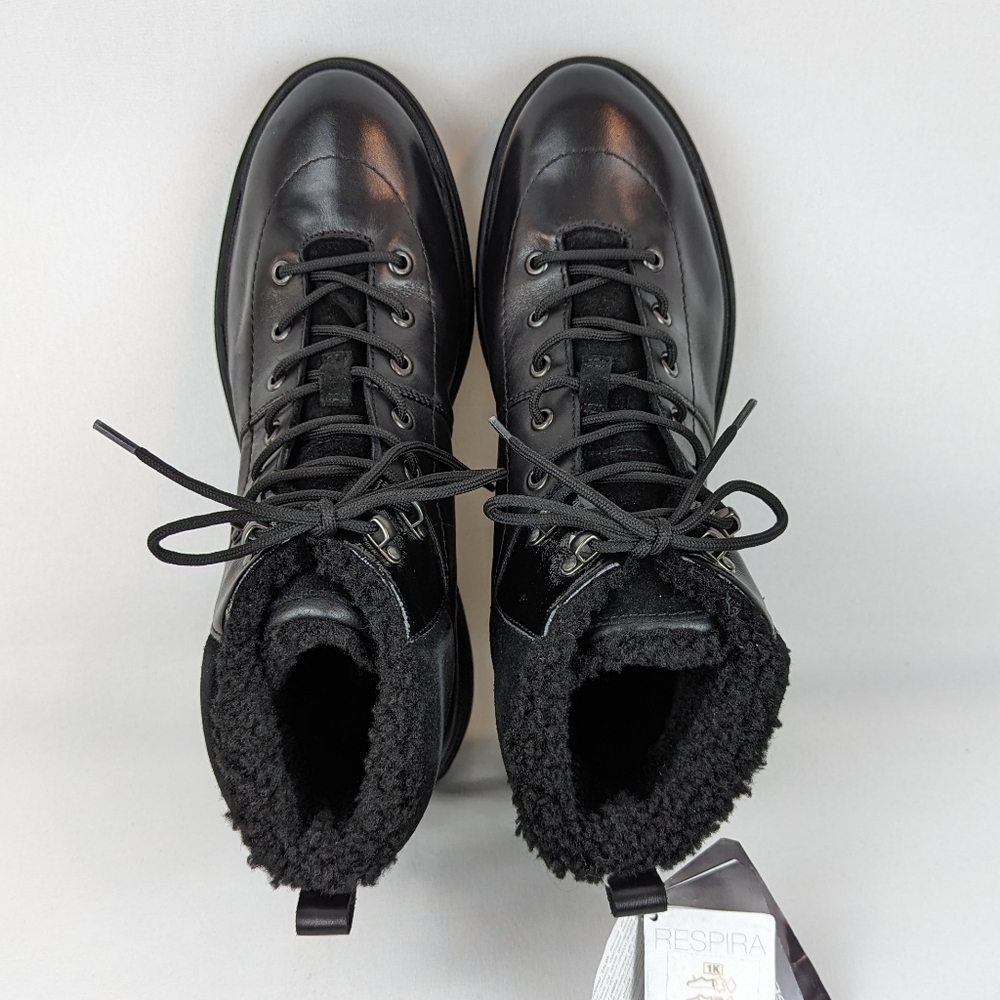 Geox Nevegal Amphibiox Waterproof Leather Combat Ankle Boot Black EU41 10.5 NIB - Picture 9 of 14